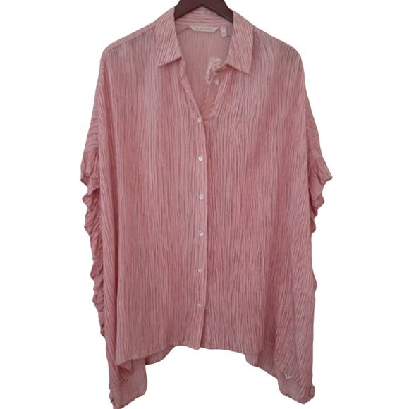 Soft Surroundings Lilou Ruffle Oversized Button Down Shirt - Picture 1 of 6